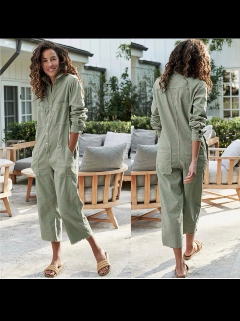 Frank & Eileen Northern Ireland Linen Utility Jumpsuit Sage